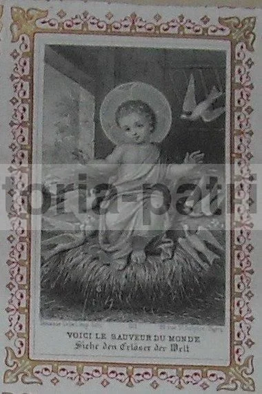 Infant Jesus, Savior of the World, Bouasse Lebel Holy Card, 19th Century