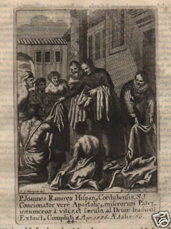 Incisione Gesuita P. Joannes Ramirez Kilian Sec. XVI Spagna Rara