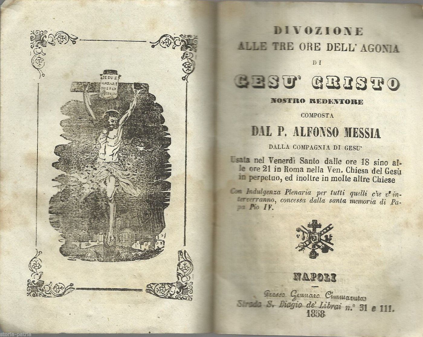 Divozione Alle Tre Ore Dell'Agonia Di Gesù Cristo, Alfonso Messia, Napoli 1858