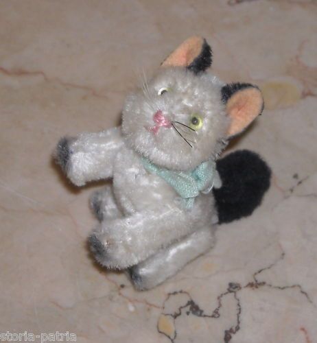 Peluche Gatto d'Epoca Anni '900 Bianco E Nero Da Collezione