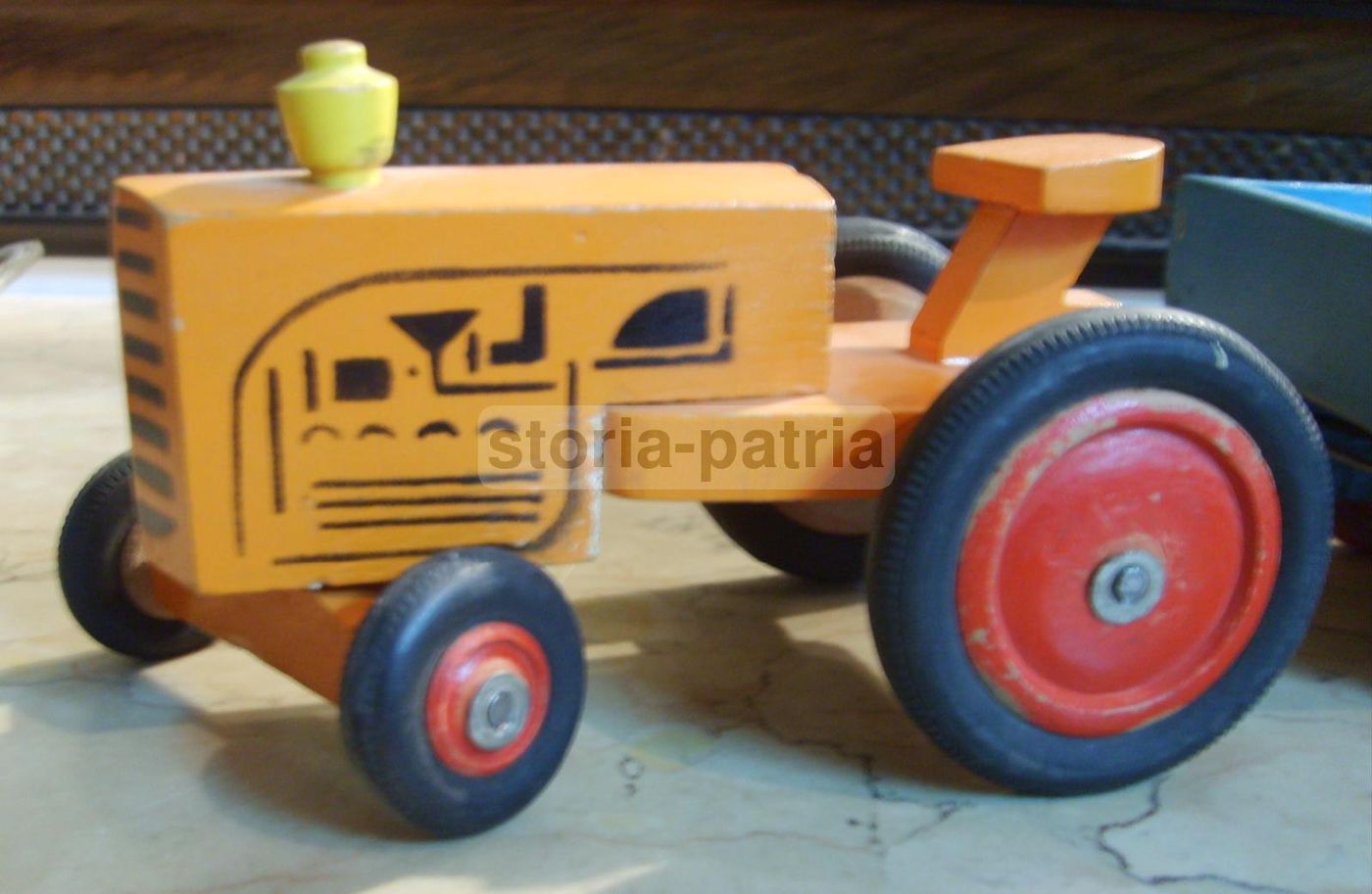 Giocattolo Vintage Trattore Con Rimorchio In Legno Anni '50