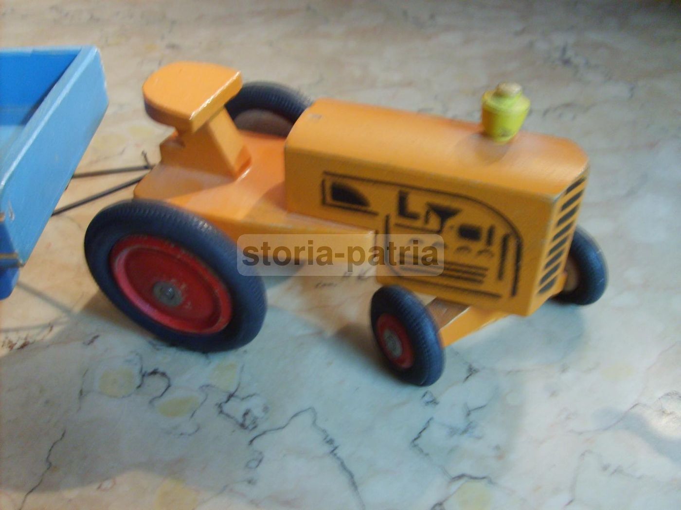 Giocattolo Vintage Trattore Con Rimorchio In Legno Anni '50