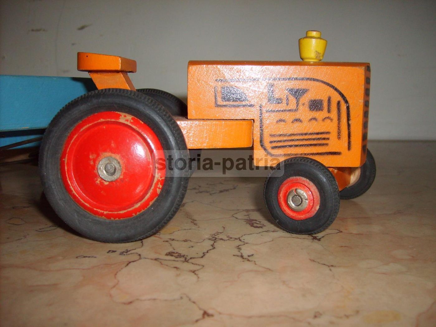Giocattolo Vintage Trattore Con Rimorchio In Legno Anni '50