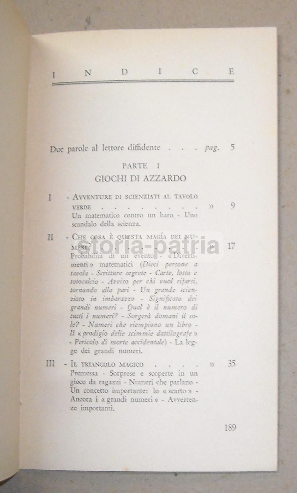 Giochi Di Azzardo E Leggi Del Caso Di Ugo Maraldi, Bompiani 1953