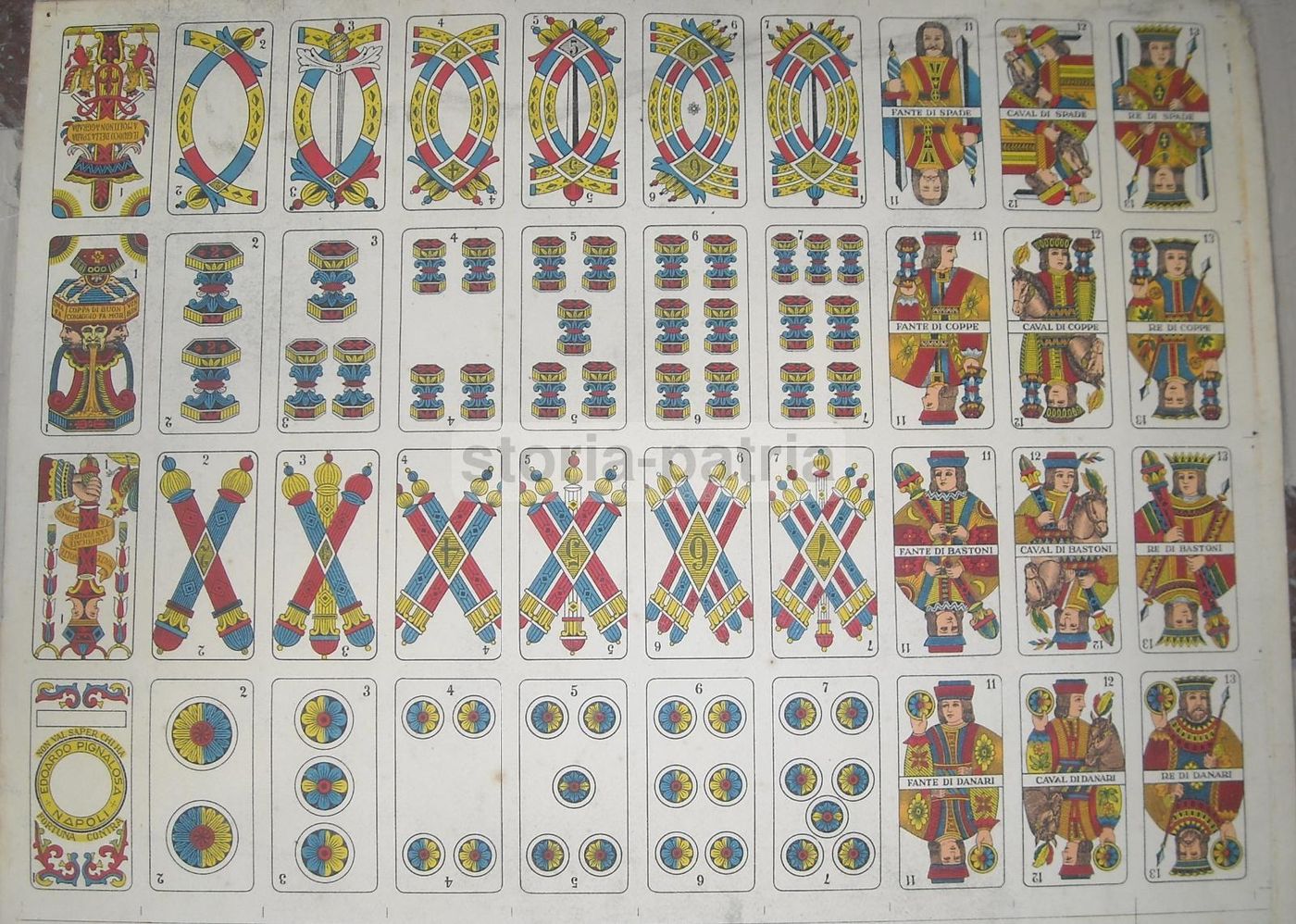 Foglio Carte Da Gioco Napoletane Pignalosa Epoca Collezione