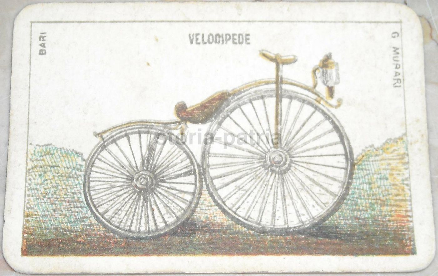 Carta Da Gioco Antica Velocipede Murari Bari Fine '800 Primo '900
