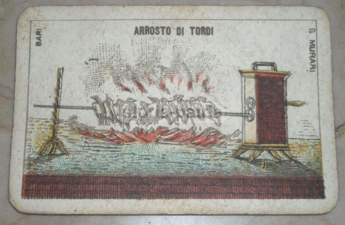 Carta Da Gioco Antica: Arrosto Di Tordi, G. Murari, Bari, Fine '800