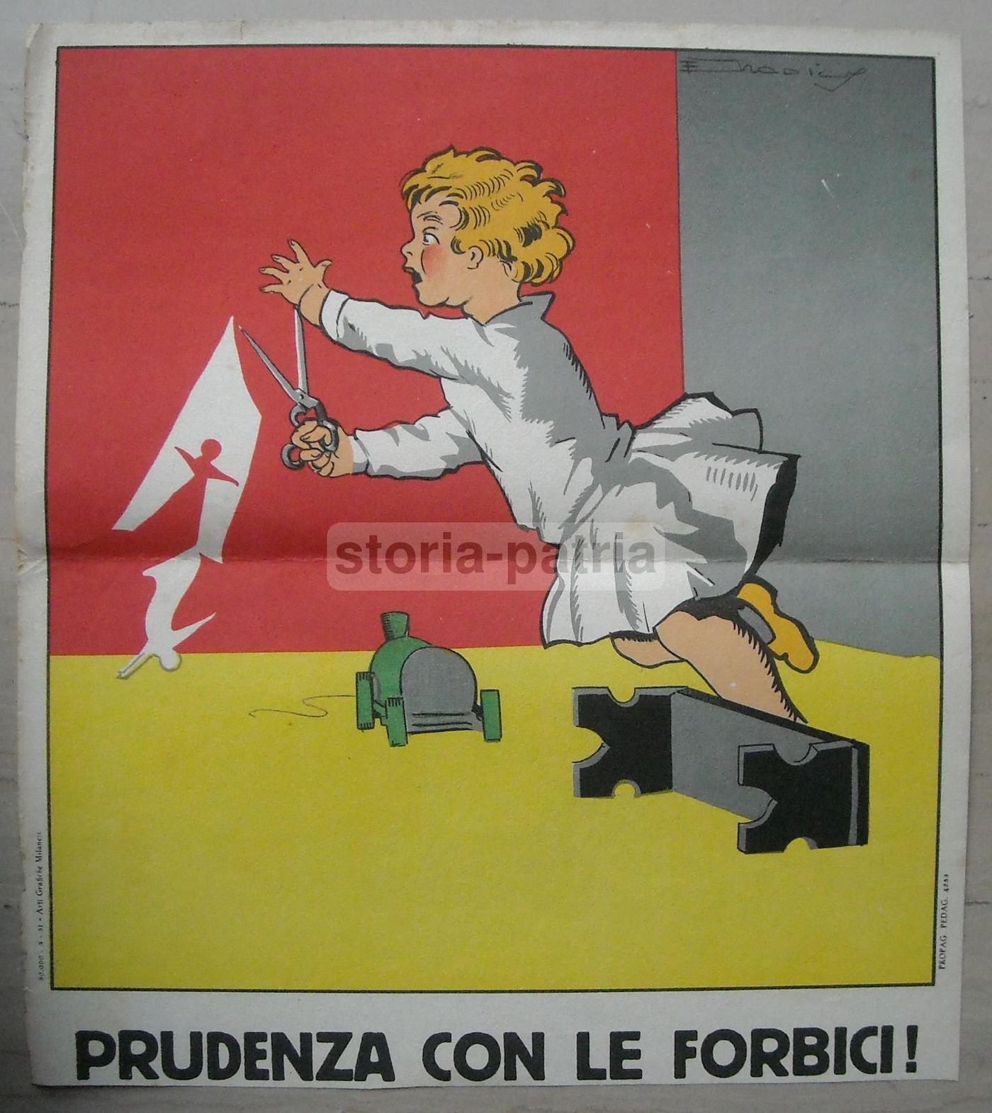 Stampa Propaganda ENPI Prevenzione Infortuni Forbici Anni '50
