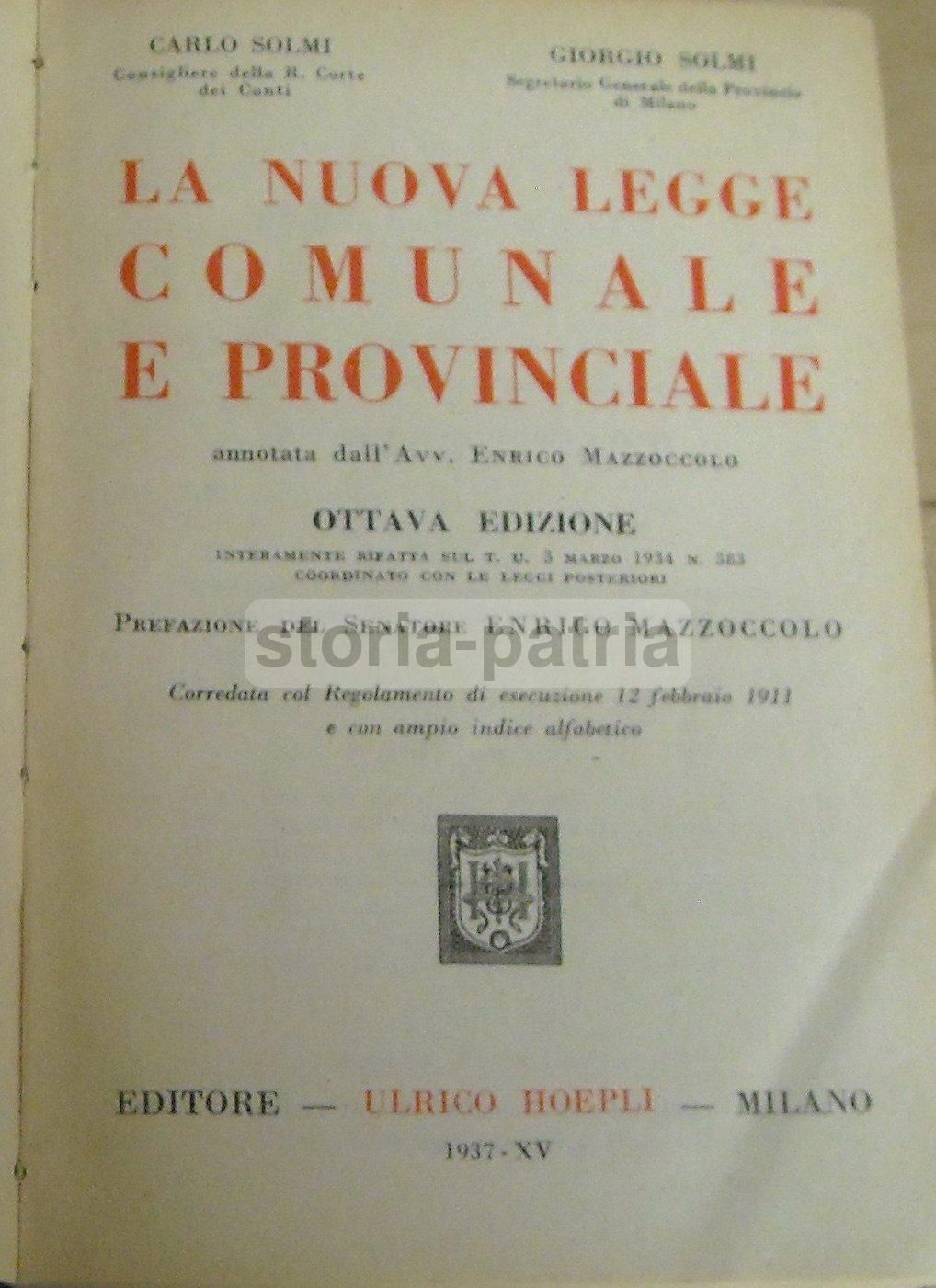 La Nuova Legge Comunale E Provinciale (1937)   C. Solmi, G. Solmi