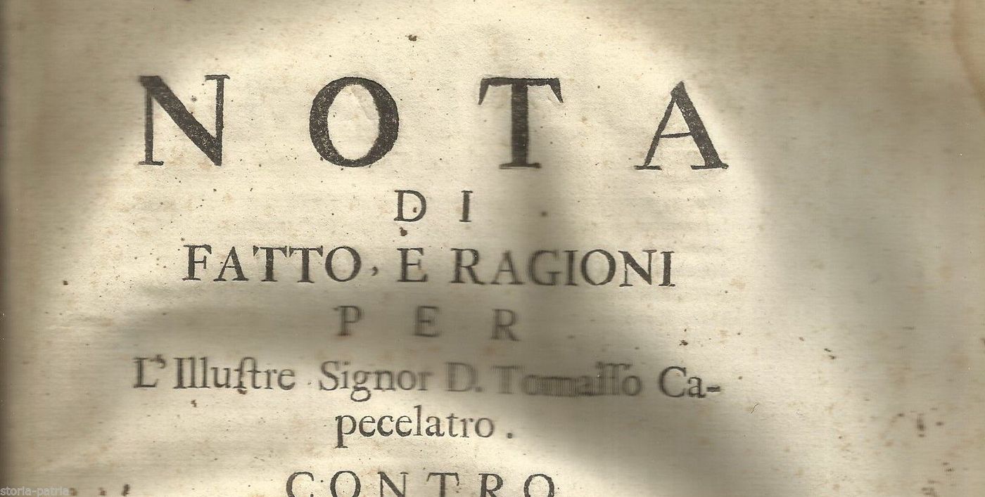 Nota Giuridica Capecelatro Contro Casabona, Napoli 1741