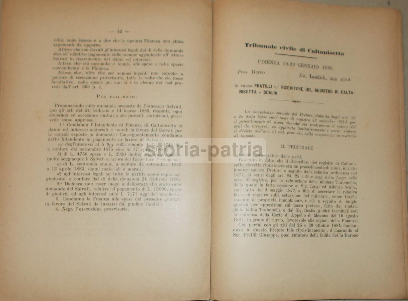 Sentenze Civili Jandoli 1901 Sicilia Calabria Tribunali Sciacca
