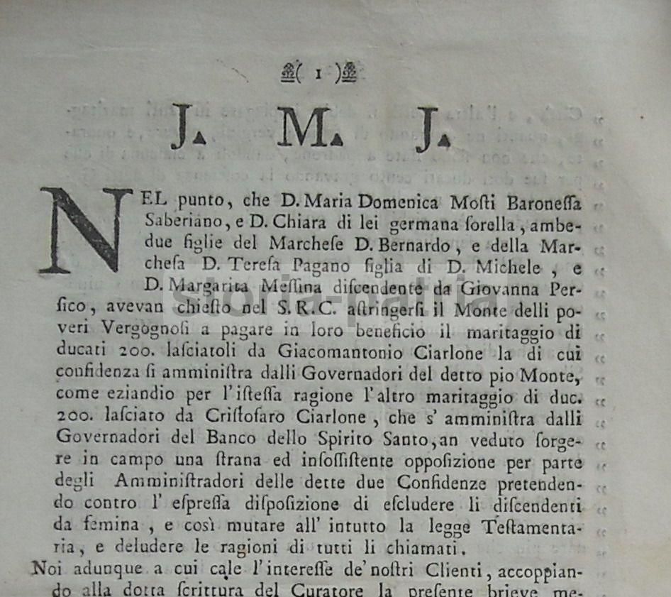 Controversia Giuridica Nobiltà Napoletana Maritaggi 1785 Merenda