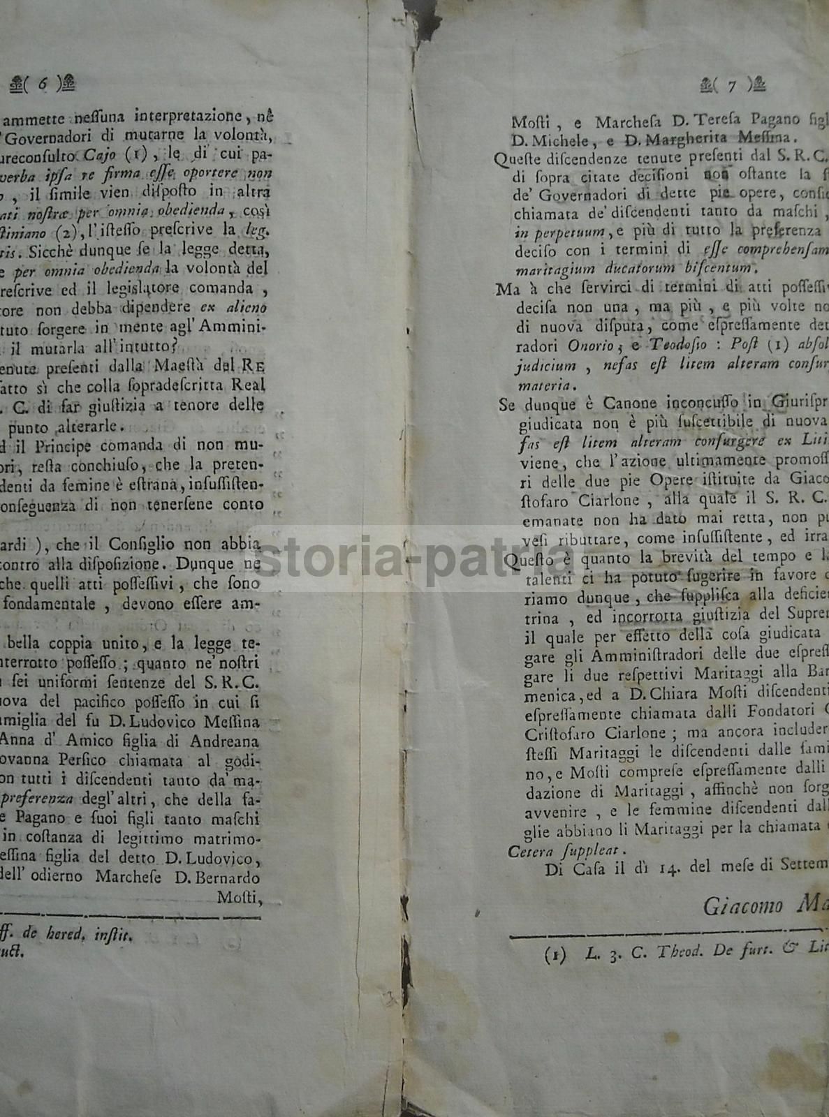 Controversia Giuridica Nobiltà Napoletana Maritaggi 1785 Merenda