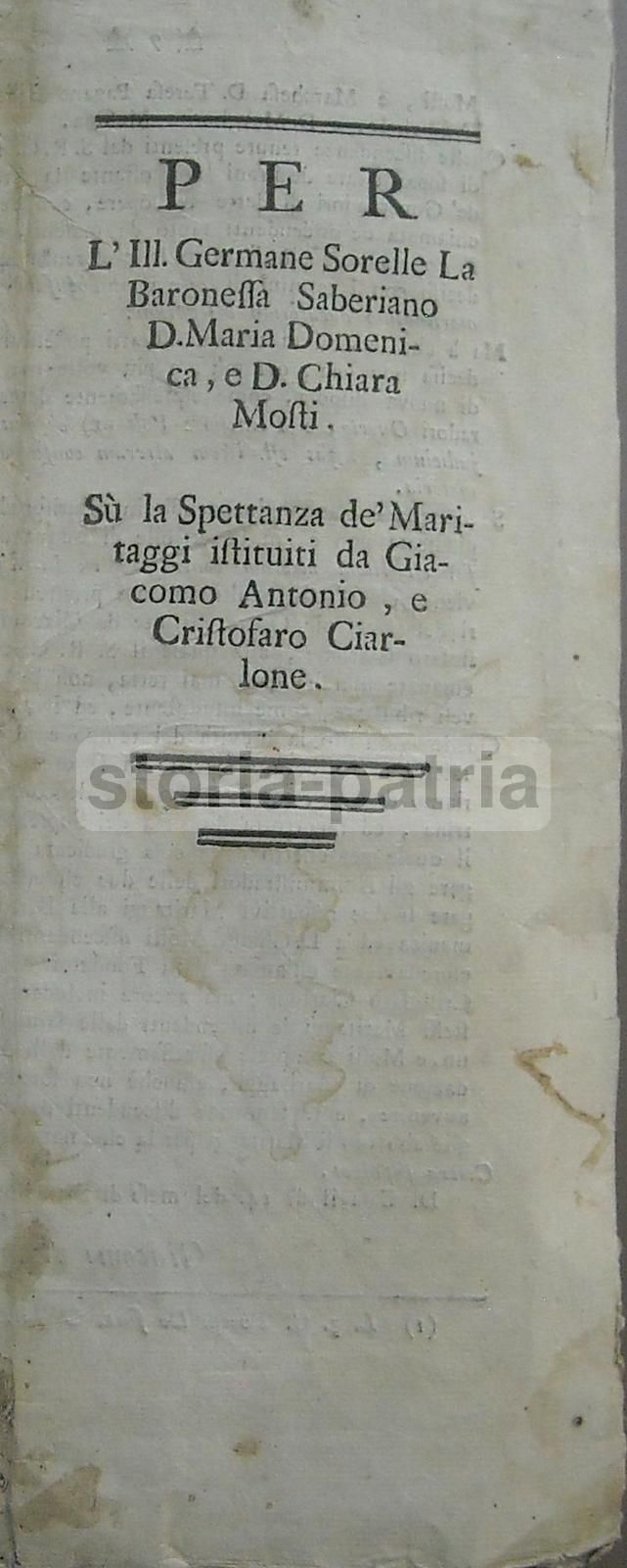Controversia Giuridica Nobiltà Napoletana Maritaggi 1785 Merenda