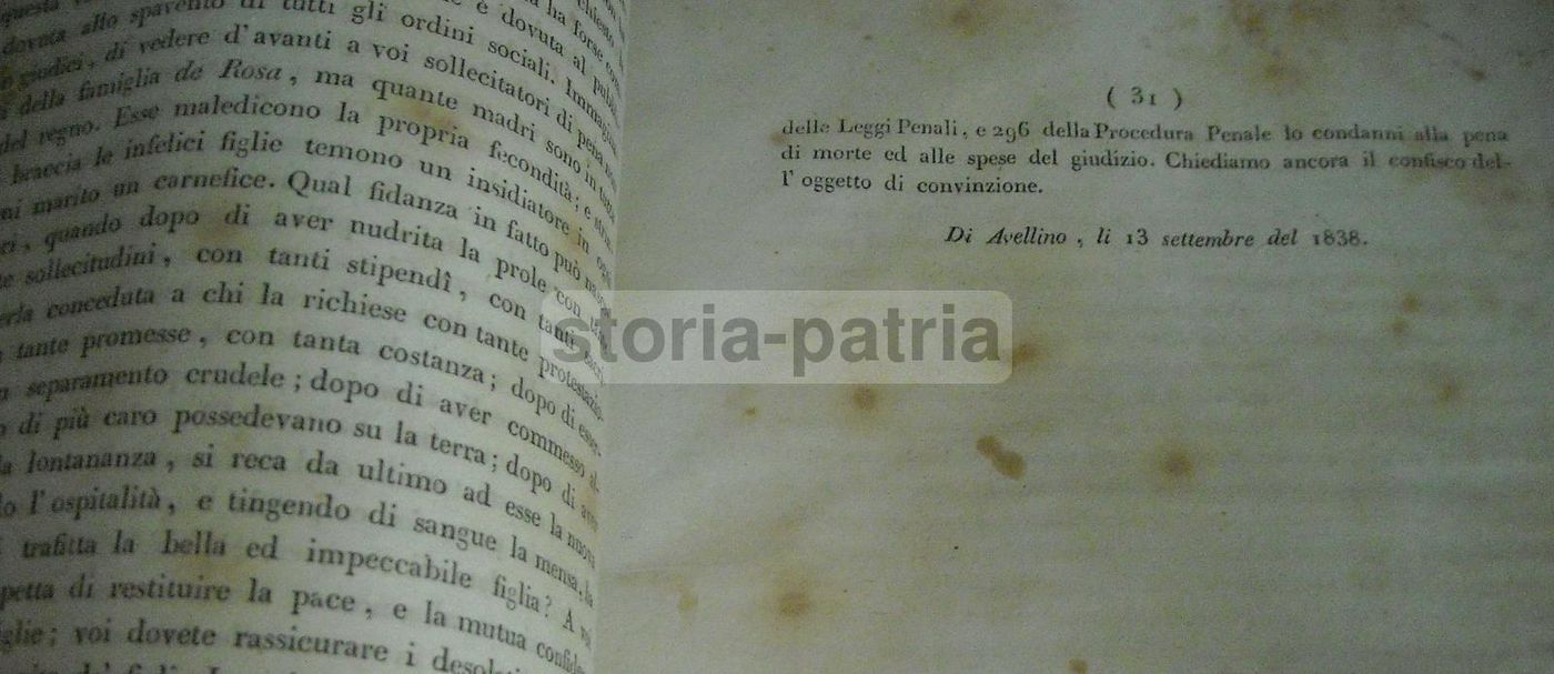 Processo Per Uxoricidio A Paterno, 1838: Conclusioni Di Nicola Morelli Ad Avellino