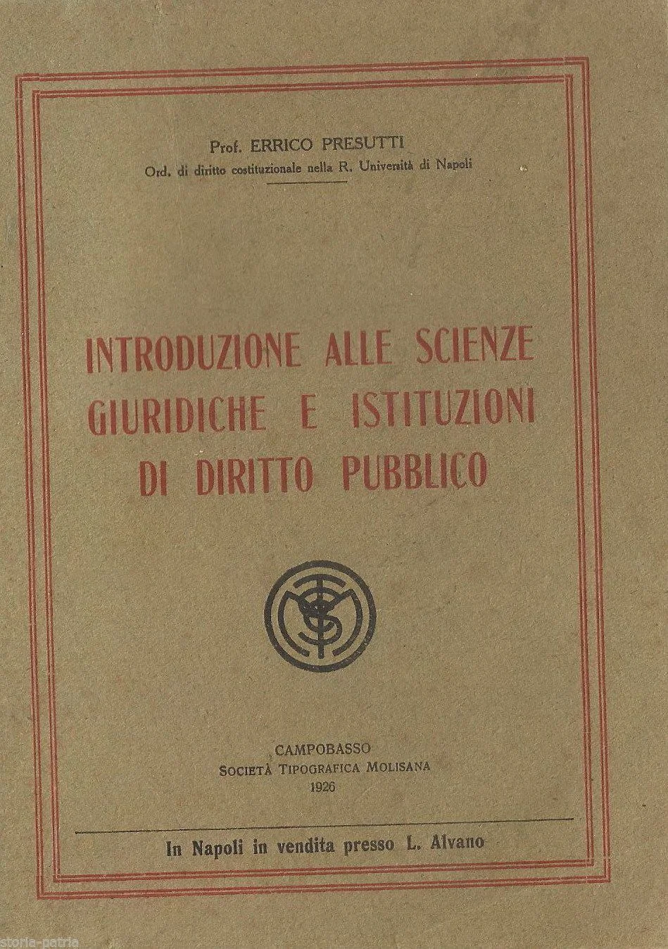 Introduction to Legal Sciences and Institutions of Public Law - Errico Presutti (1926)