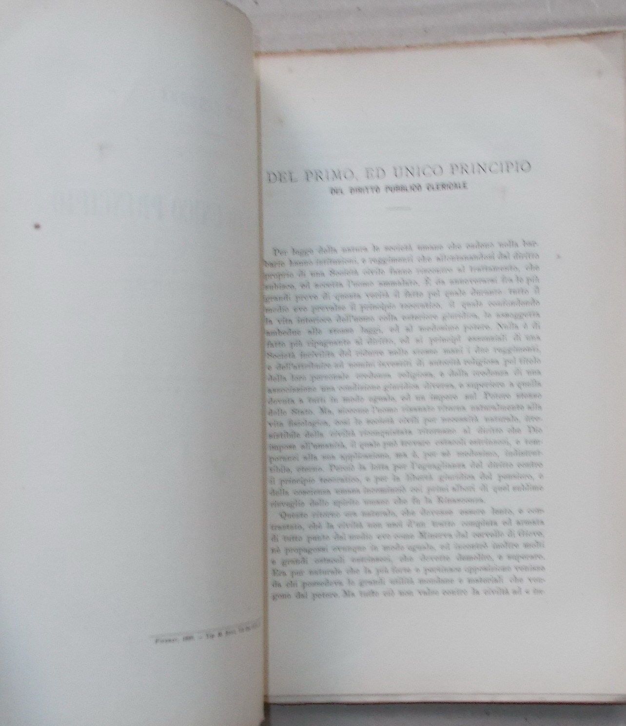 Cadorna, Diritto Pubblico Clericale, Vaticano, Roma, Loescher, 1888