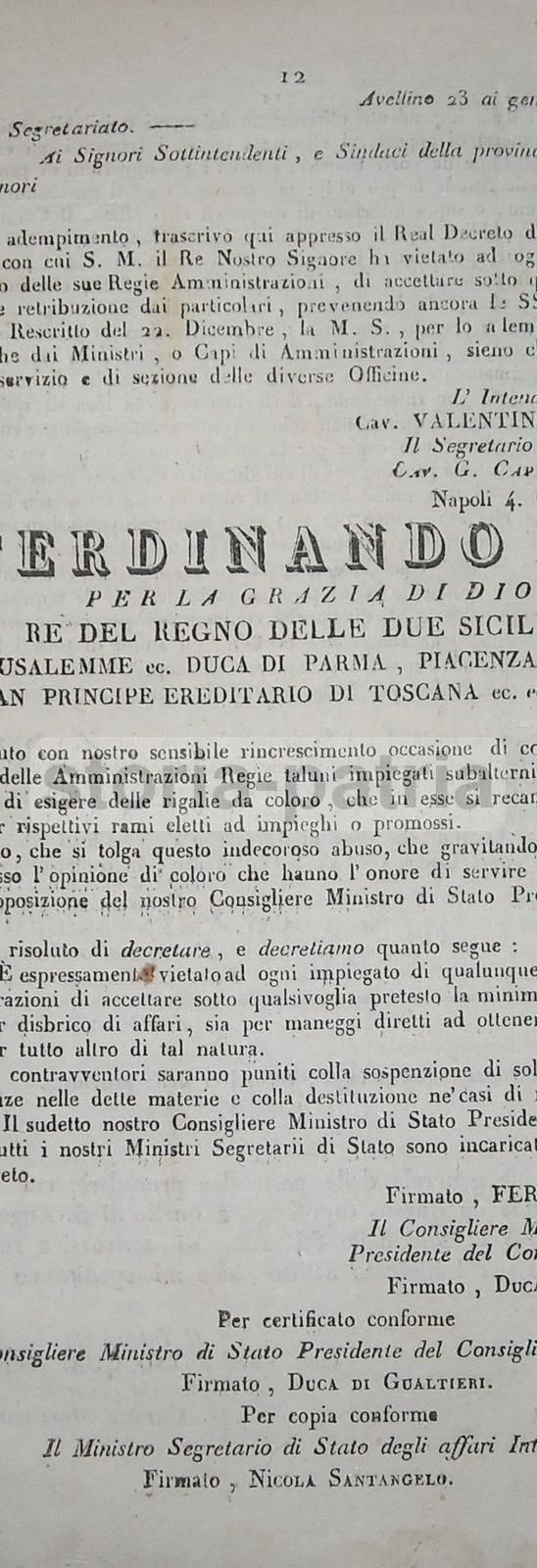 Giornale Dell'Intendenza Del Principato Ulteriore, Anno 1833, N. 1