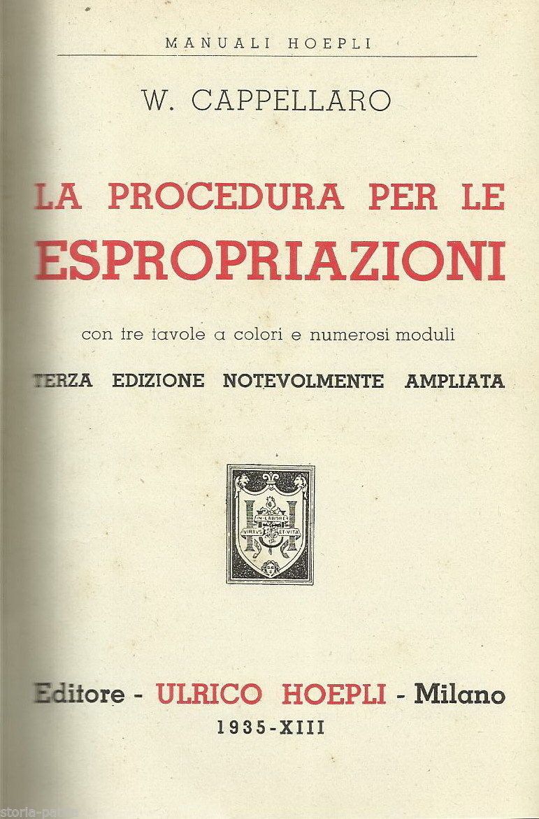 Procedura Per Le Espropriazioni (W. Cappellaro, 1935)