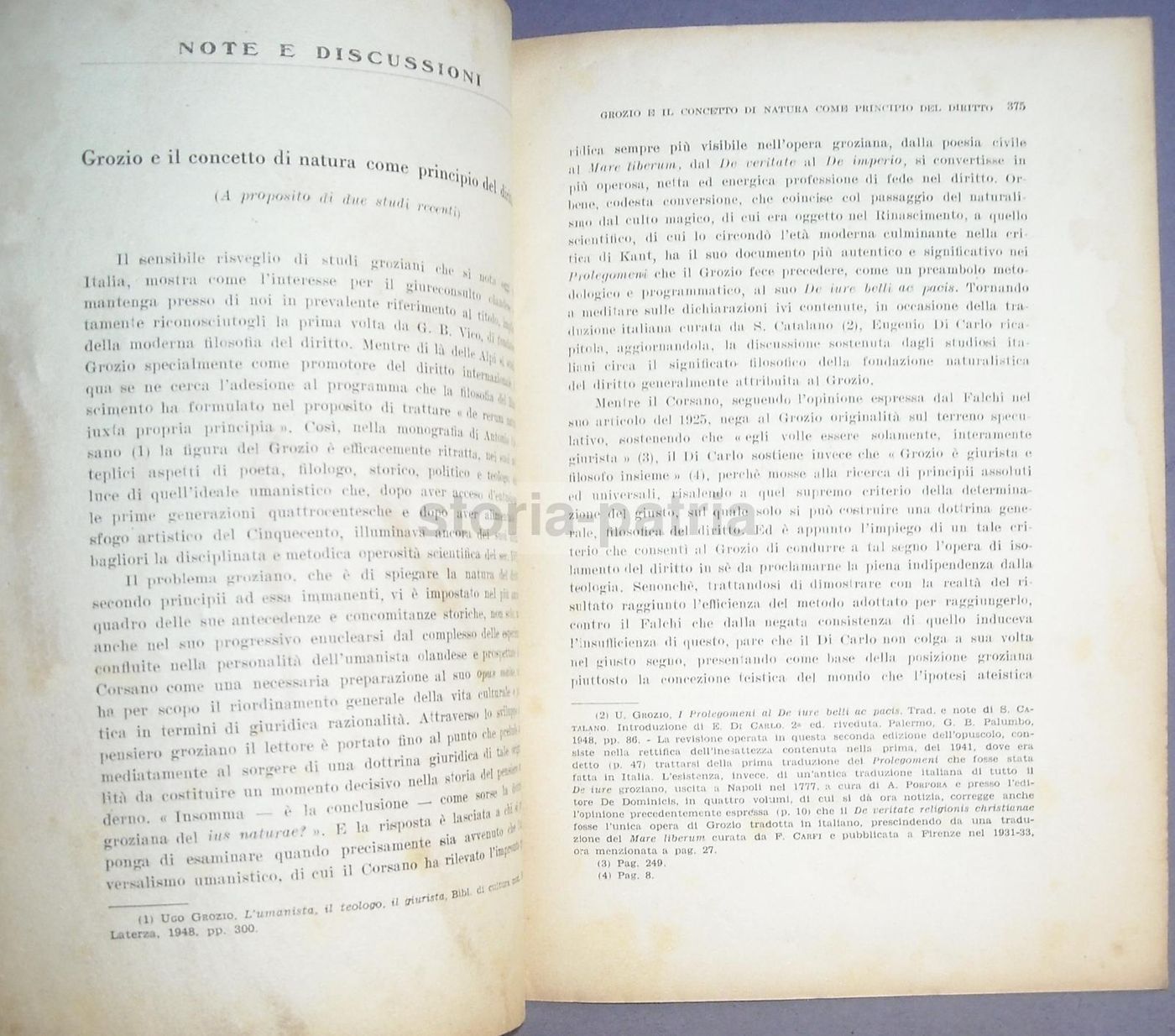 Antonio Droetto, Grozio E Il Concetto Di Natura (1948): Filosofia Del Diritto