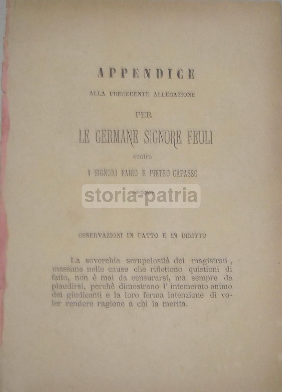 Appendice Allegazione Feuli Capasso Benevento Fiorilli 1886