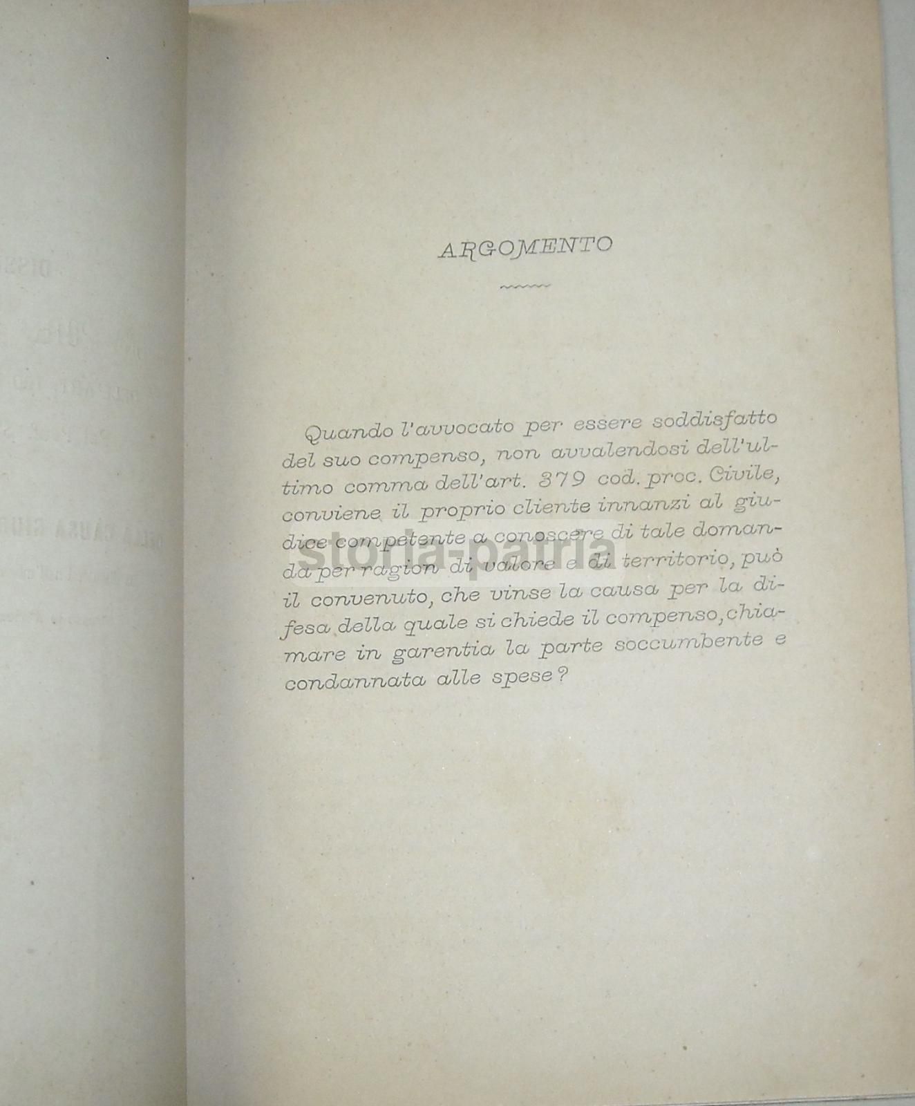 Dissertazione Giuridica Stefano Jannuzzi: Causa Giura Vs Scognamiglio (1876)