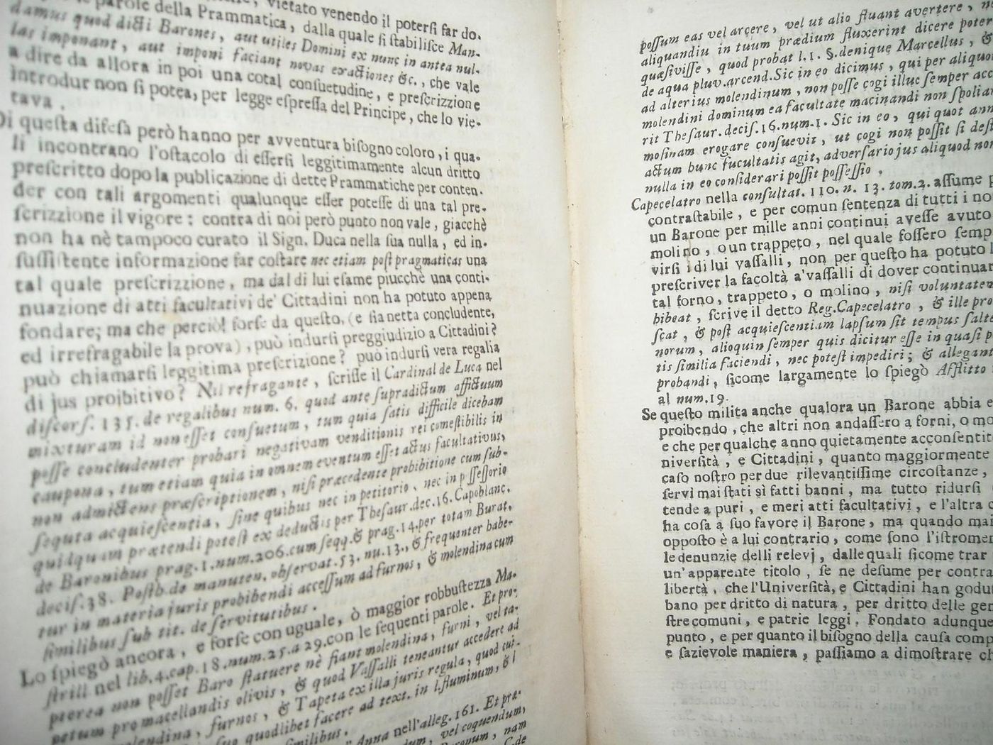 Allegazione Giuridica: Università Molinara Contro Duca Di Spezzano, 1748