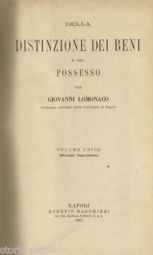 Della Distinzione Dei Beni E Del Possesso (Giovanni Lomonaco, 1907)