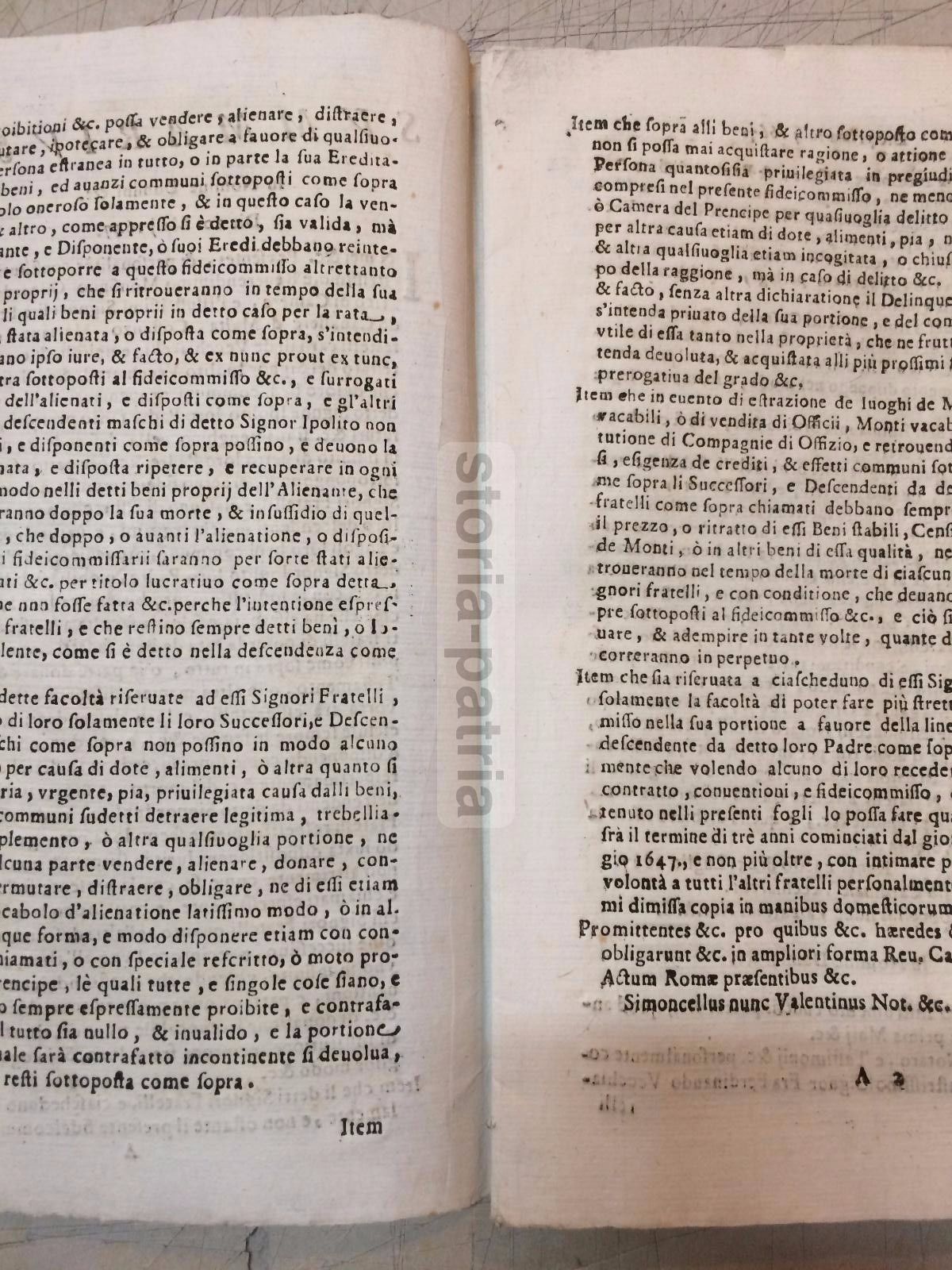 Fedecommesso Vecchiarelli, Rieti, 1727: Summarium Giuridico Notarile