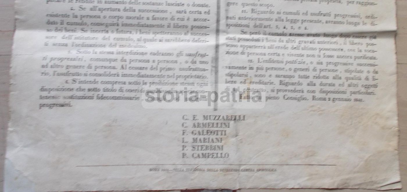 Decreto Sull'Abolizione Dei Vincoli Alla Libertà Dei Beni, Stato Romano, 1849