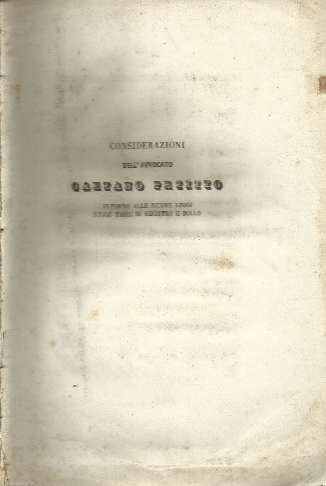 Tasse Di Registro E Bollo, Gaetano Petitto, Napoli, 1862   Raro