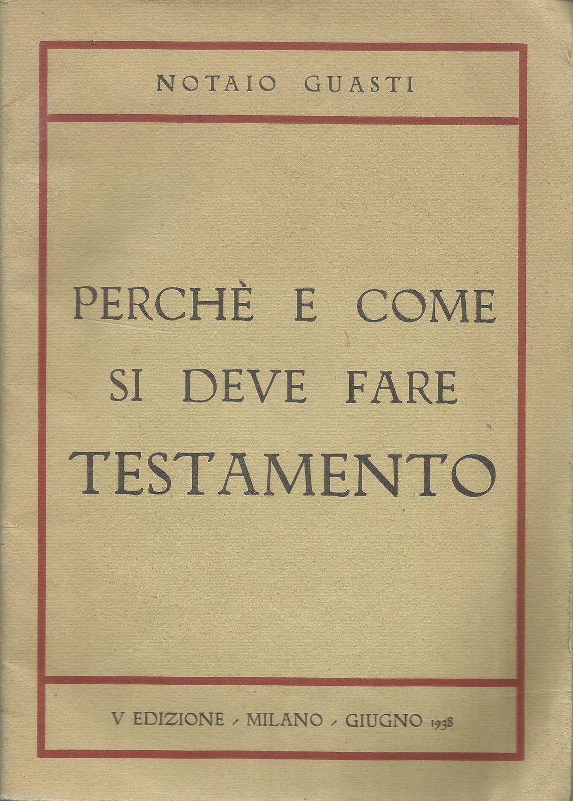 Perché E Come Si Deve Fare Testamento, Alessandro Guasti, 1938