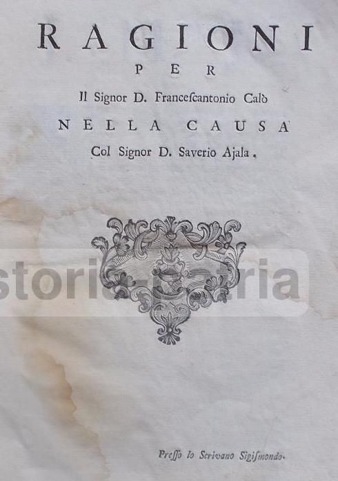 Dissertazione Giuridica Napoli 1768: Perrey, Calò, Ajala, Taranto