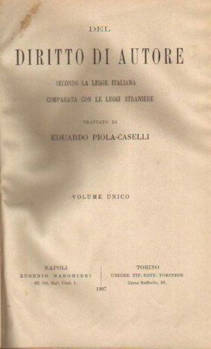 Eduardo Piola Caselli: Del Diritto Di Autore (1907)