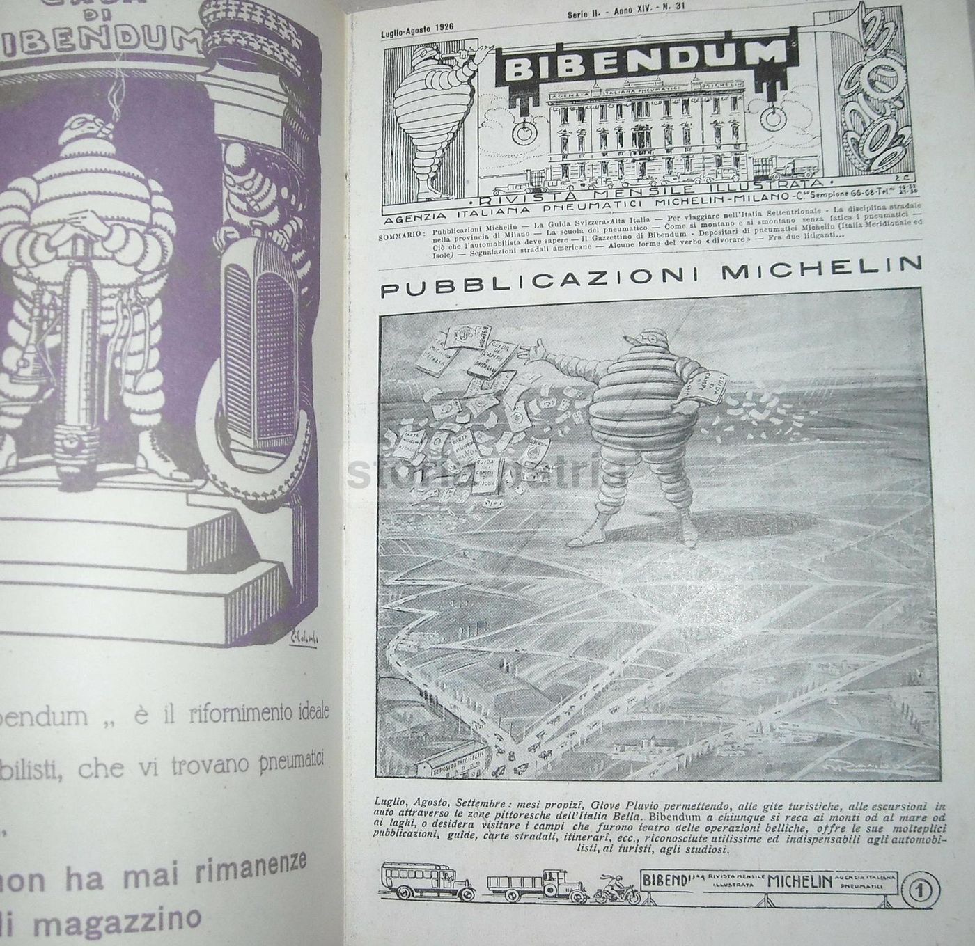 Rivista Bibendum Michelin, Luglio Agosto 1926, Milano