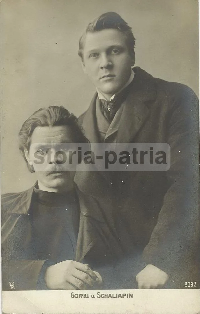 Foto Cartolina Antica Gorki e Schaljapin, Primo '900