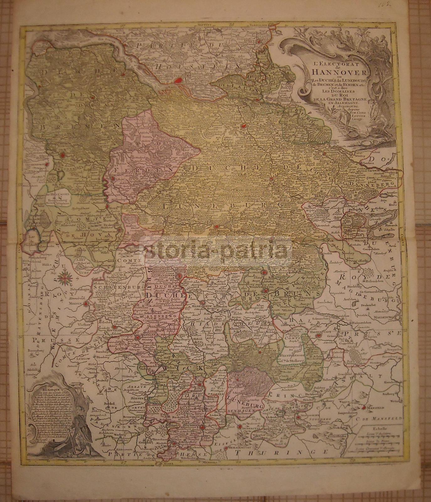 Mappa Antica Dell'Elettorato Di Hannover, Lotter, XVIII Secolo