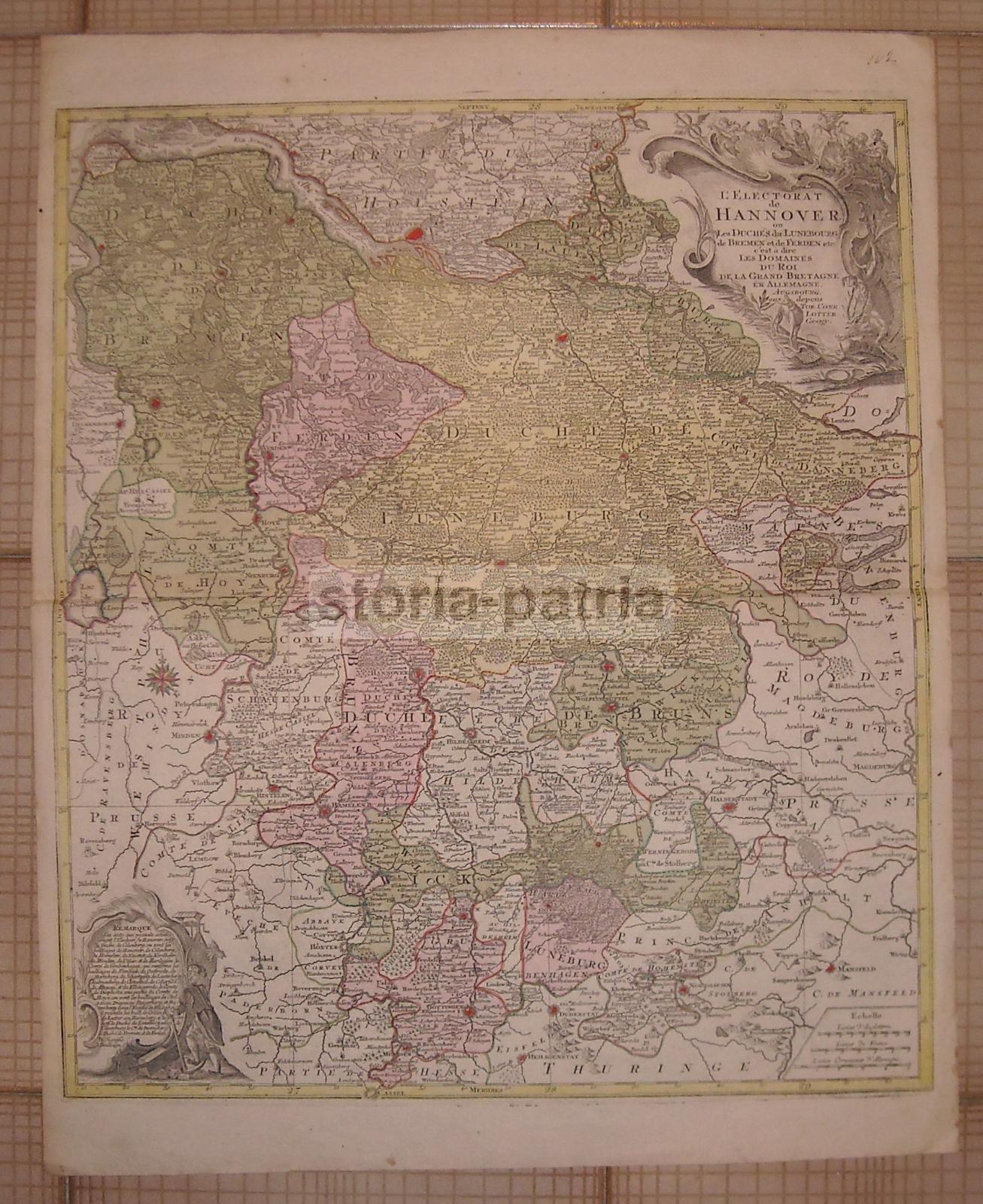 Mappa Antica Dell'Elettorato Di Hannover, Lotter, XVIII Secolo