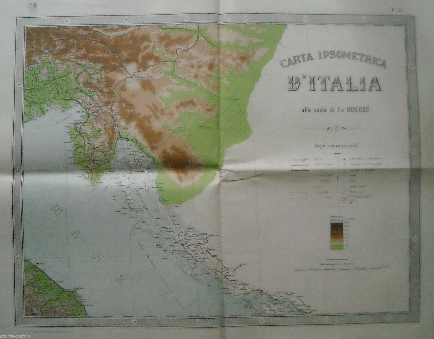 Mappa Ipsometrica Di Trieste, Istria E Adriatico (1921)