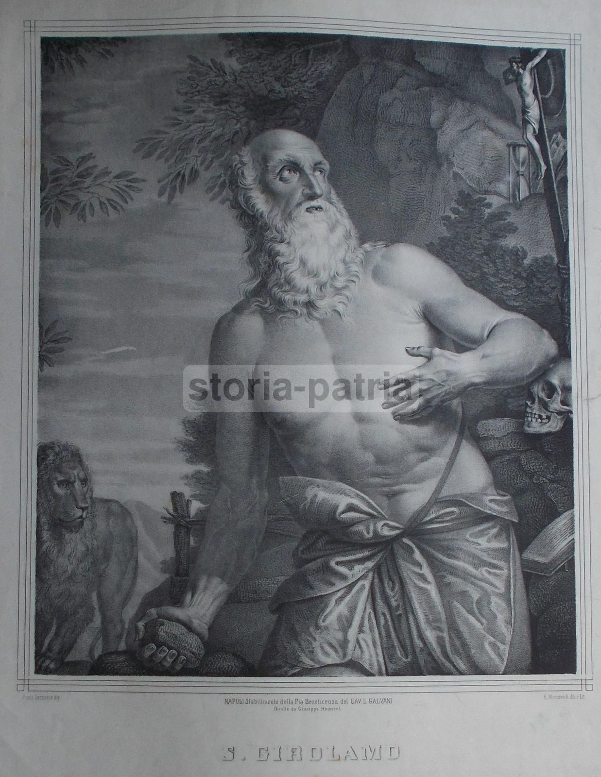 Antica Stampa San Girolamo: Litografia Marcovich Da Paolo Veronese, Metà Ottocento
