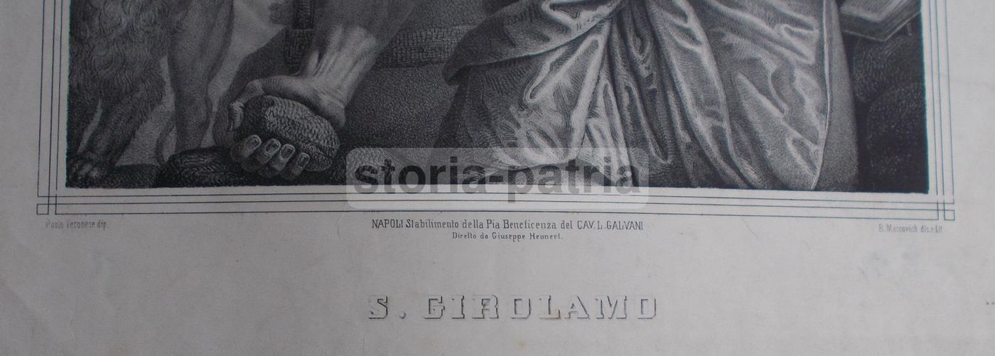 Antica Stampa San Girolamo: Litografia Marcovich Da Paolo Veronese, Metà Ottocento