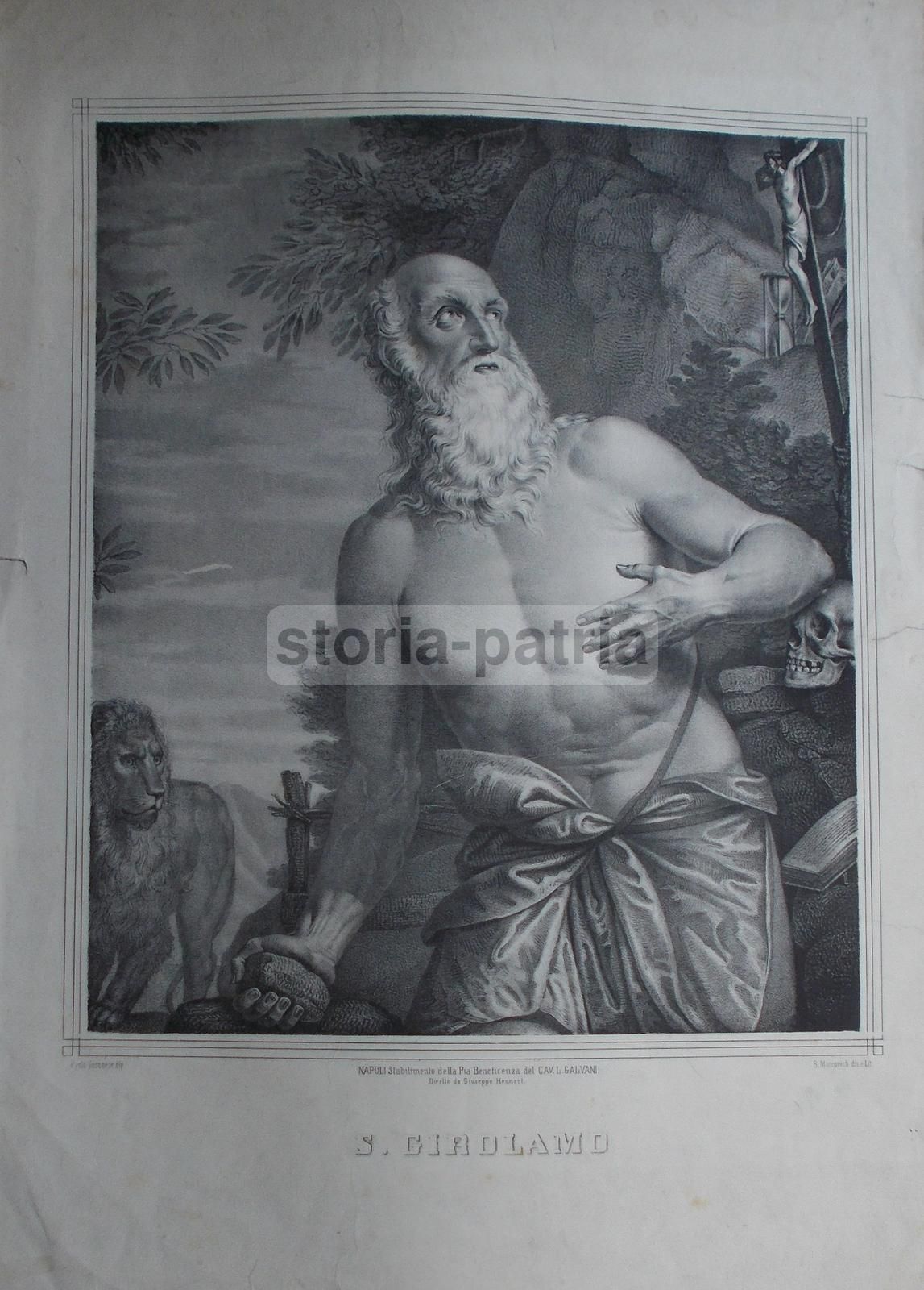 Antica Stampa San Girolamo: Litografia Marcovich Da Paolo Veronese, Metà Ottocento