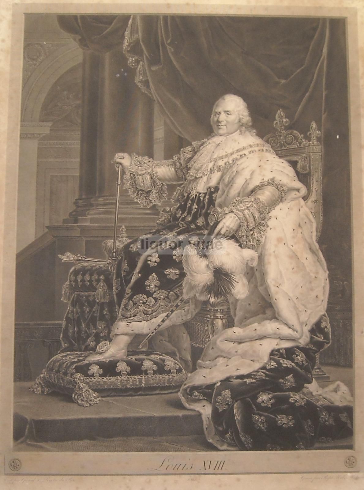 Incisione Antica Luigi XVIII Di Massard, 1819: Ritratto Reale