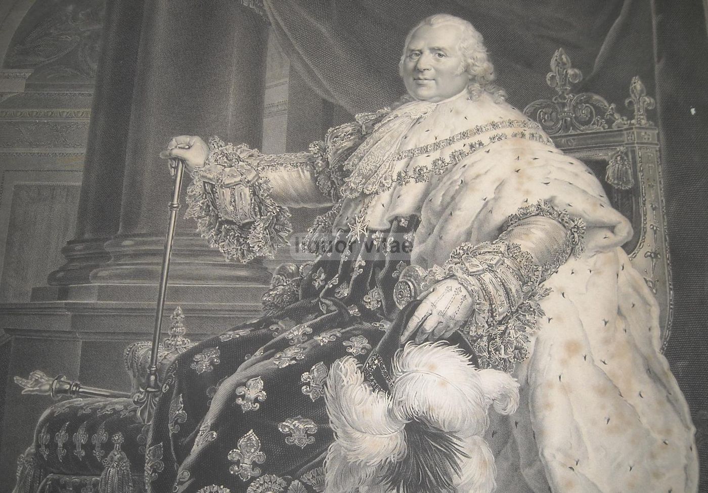 Incisione Antica Luigi XVIII Di Massard, 1819: Ritratto Reale