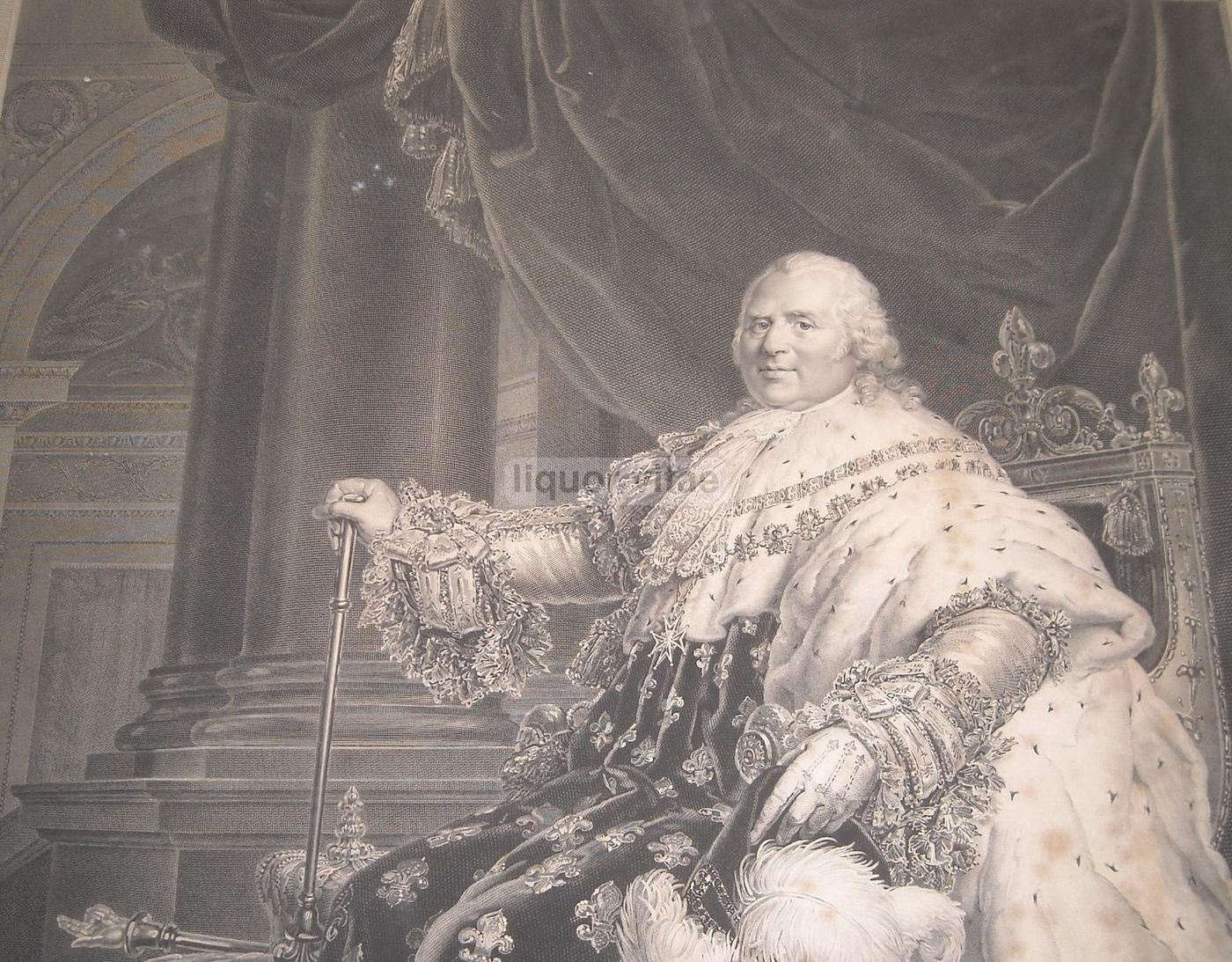 Incisione Antica Luigi XVIII Di Massard, 1819: Ritratto Reale