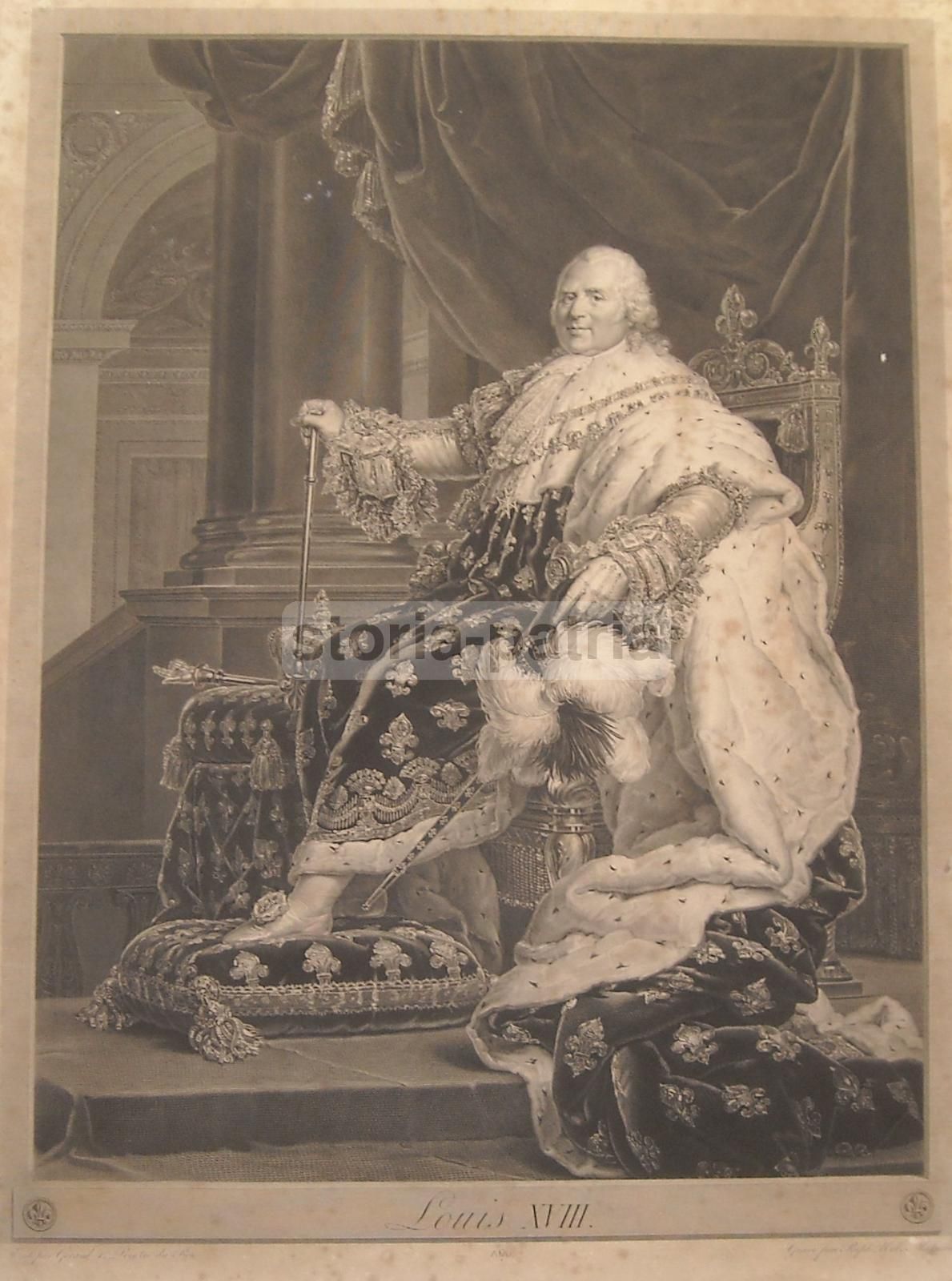 Incisione Antica Luigi XVIII Di Massard, 1819: Ritratto Reale