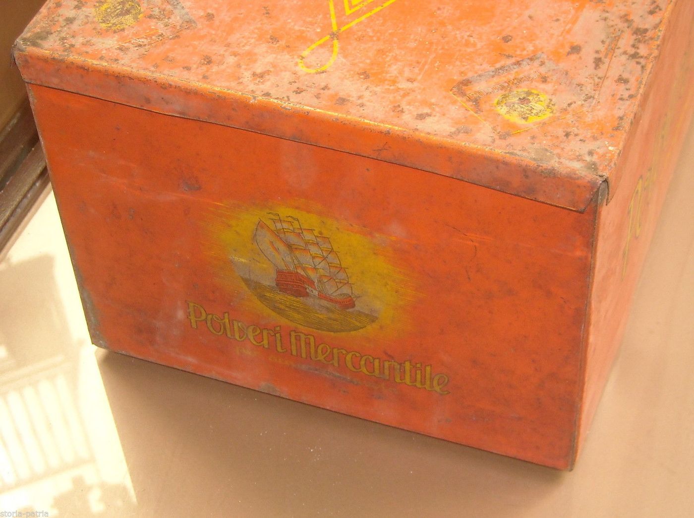 Scatola Pubblicitaria Latta Polveri Mercantile Acqua Minerale Anni '30