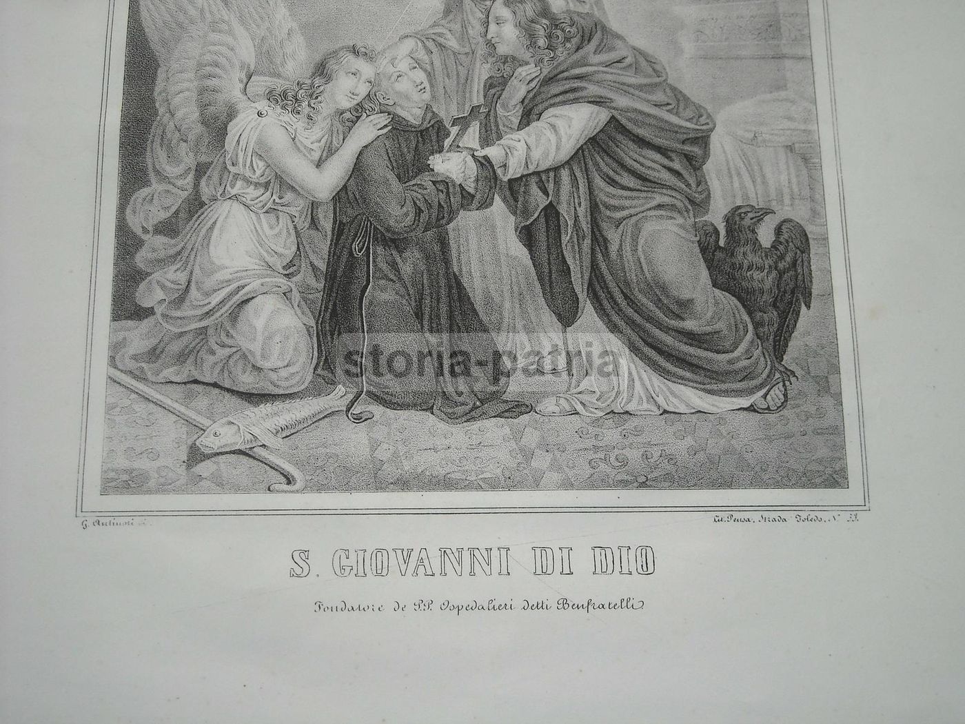Stampa Litografica San Giovanni Di Dio Antinori Napoli 1800