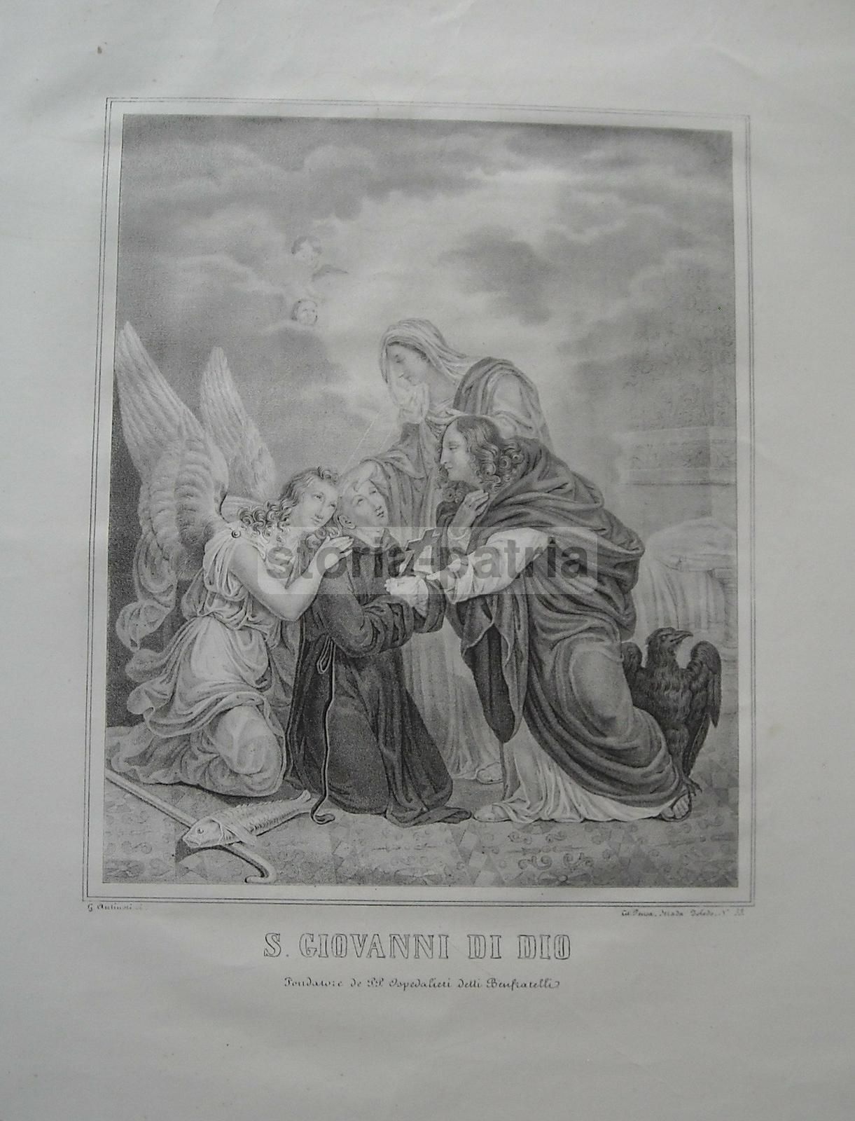 Stampa Litografica San Giovanni Di Dio Antinori Napoli 1800