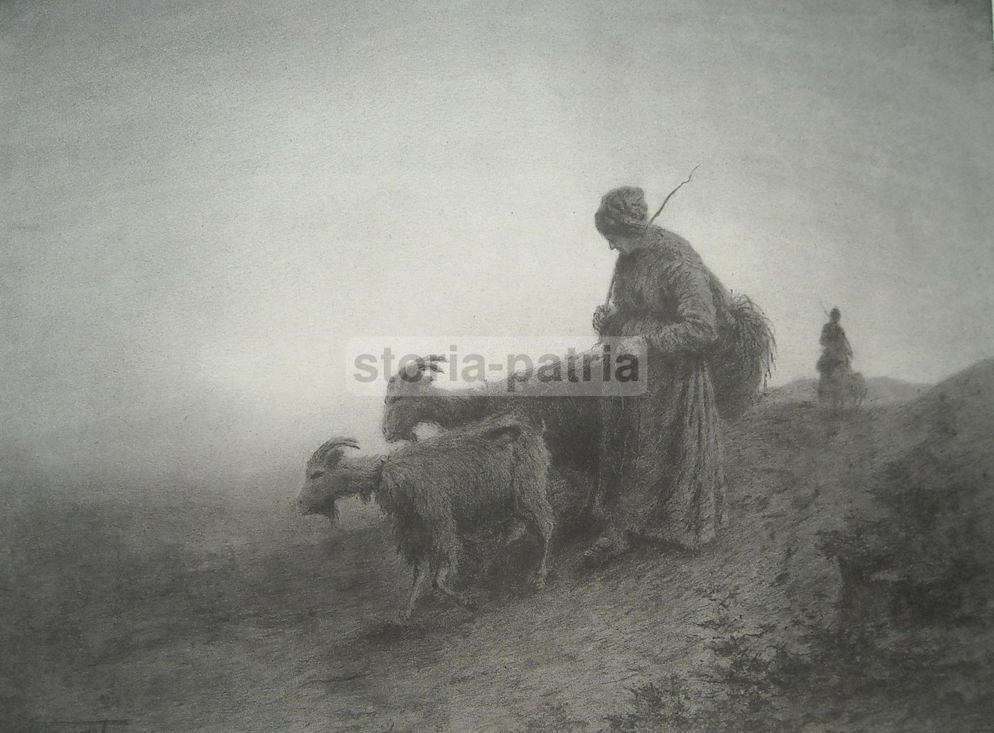 Litografia Antica Dubois Menant, Veduta Pastorale, Fine '800